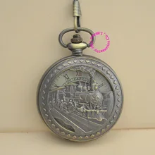 wholesale buyer train mechanical pocket watch men steampunk good quality vintage retro new antique bronze men roman dial hour