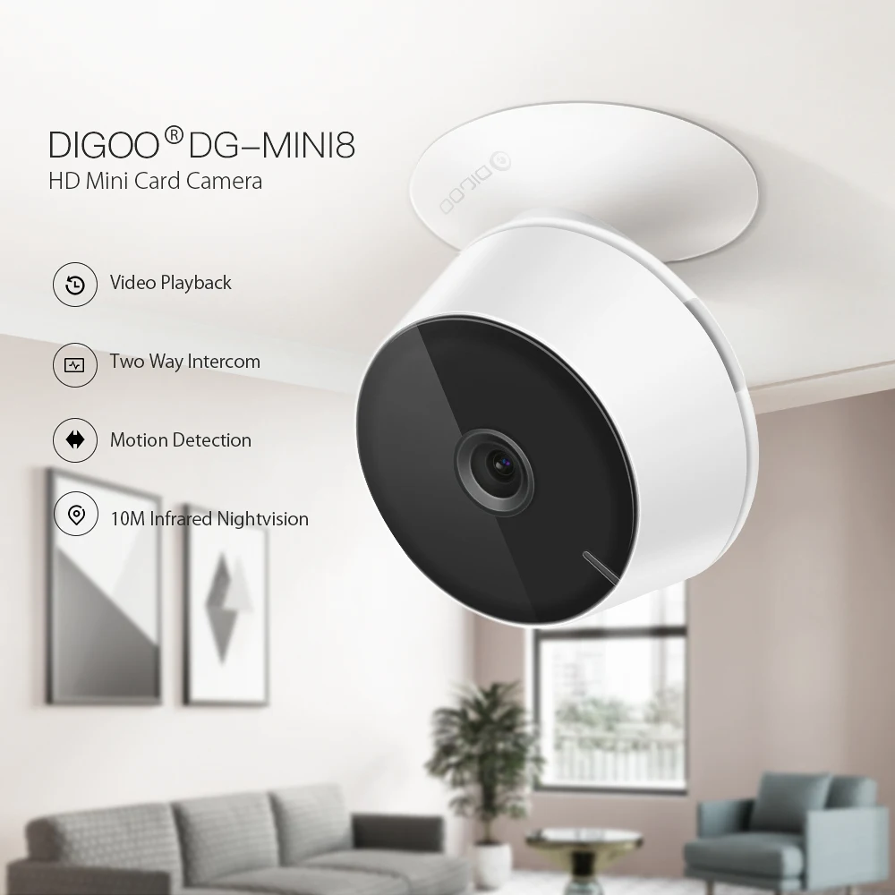 Digoo DG-Mini8, HD 2,4G, 1080 P, беспроводная, wifi, для помещений, безопасность, ip-камера, ночное видение, обнаружение движения, двусторонний аудио, Радионяня