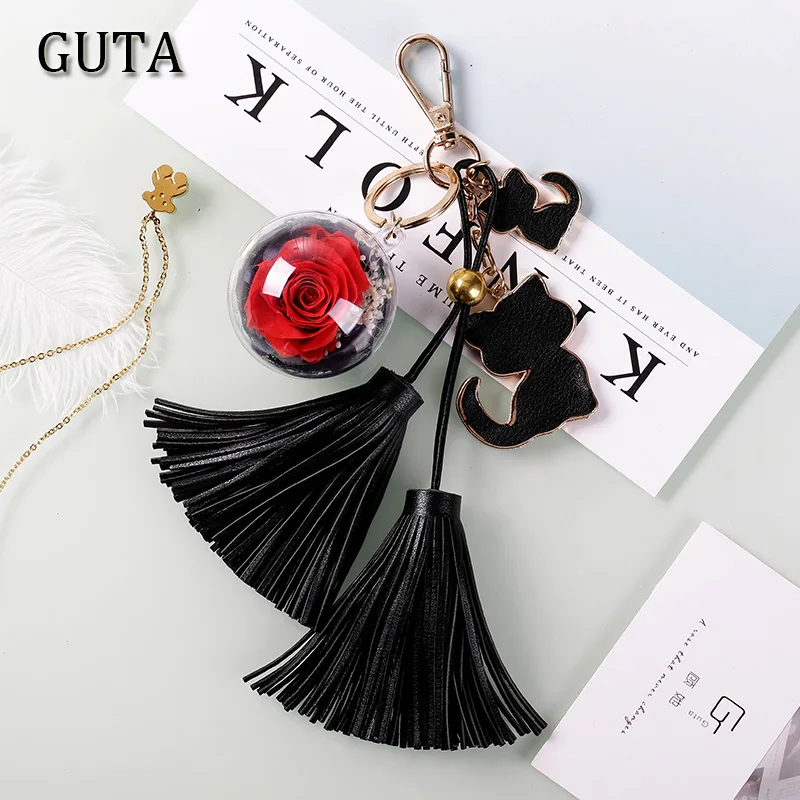 

Christmas Gift Rose Fowers Pendant natural dried flower for key chain car accessories hanging flowers for home decoration gifts