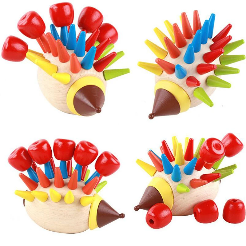 

DIY Magnetic Colorful Hedgehog Knocked Child Education Toys Wooden Building Blocks Children Early Childhood Education Toys