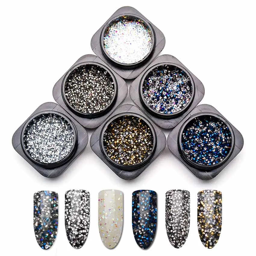 

1.1mm Micro Rhinestones for Nail Accessoires Crystal 1 Bottle Mix Caviar Design Strass Nail Art Decorations MJZ1082