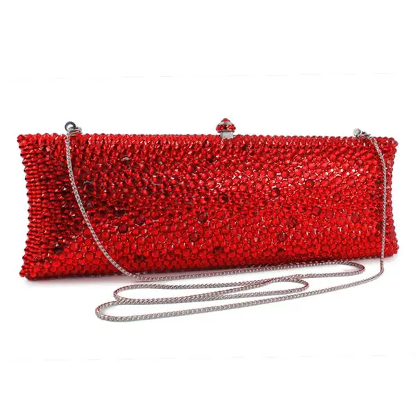 

Graceful plain red clutch evening handbags lady party clutch bag (B1008-BSR)