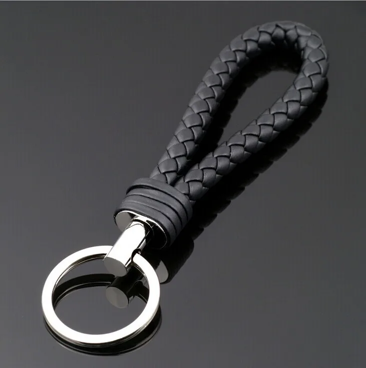 Free Shipping Fashion Black Leather Strap Keyring Keychain Key Chain