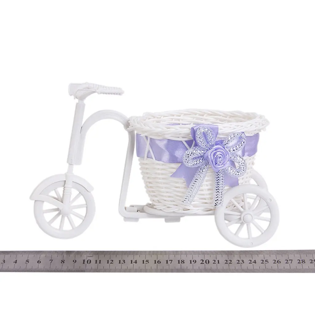 

1Pc Wood White Tricycle Bike Design Flower Basket Storage Container For Party Wedding Flower Vase and Gift Decoration Storage