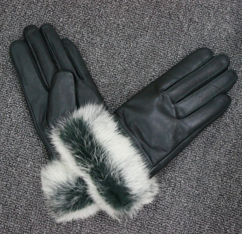 Harppihop меховые женские зимние перчатки из натуральной кожи, модный бренд, мех кролика, теплые перчатки для вождения, перчатки для девочек из козьей кожи, варежки Guantes