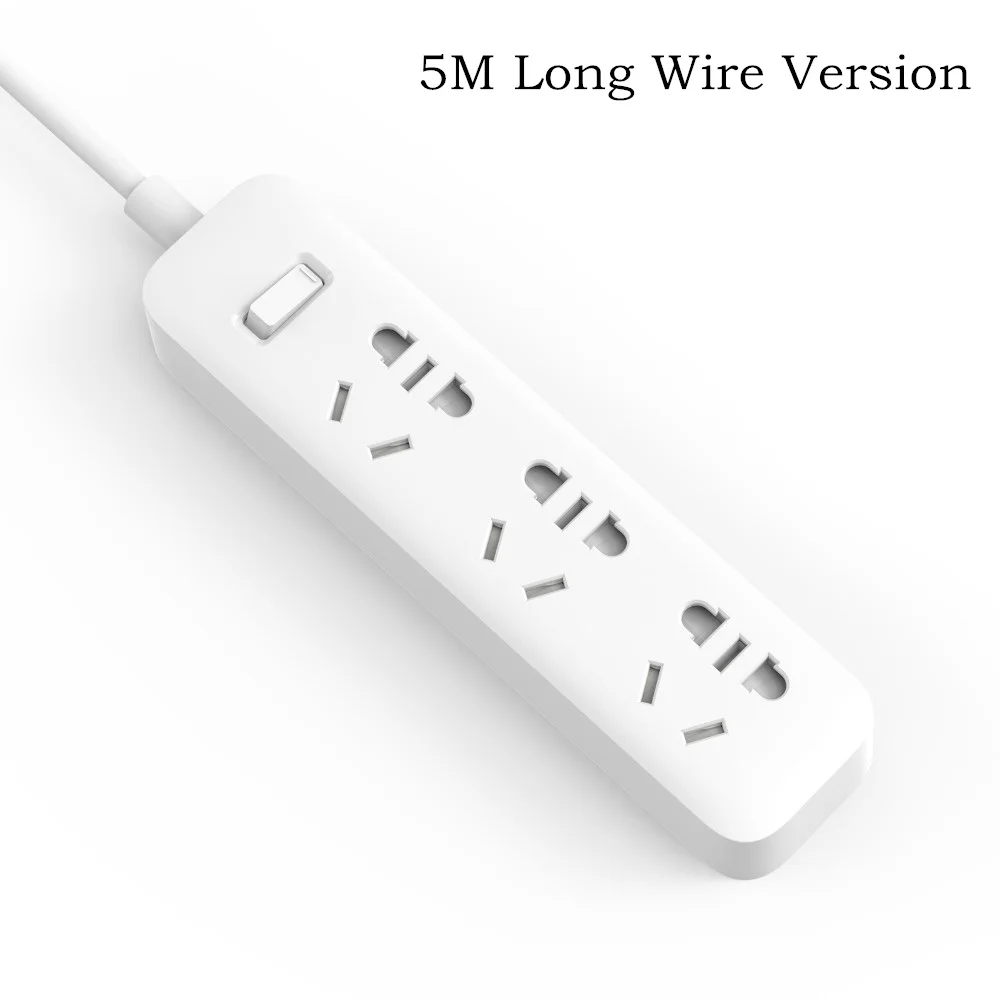 Oringinal Xiaomi MiJia power Strip 2A Быстрая зарядка 3 USB удлинитель 6 Стандартный гнездовой адаптер многофункциональные розетки - Тип: 5M Wire Version