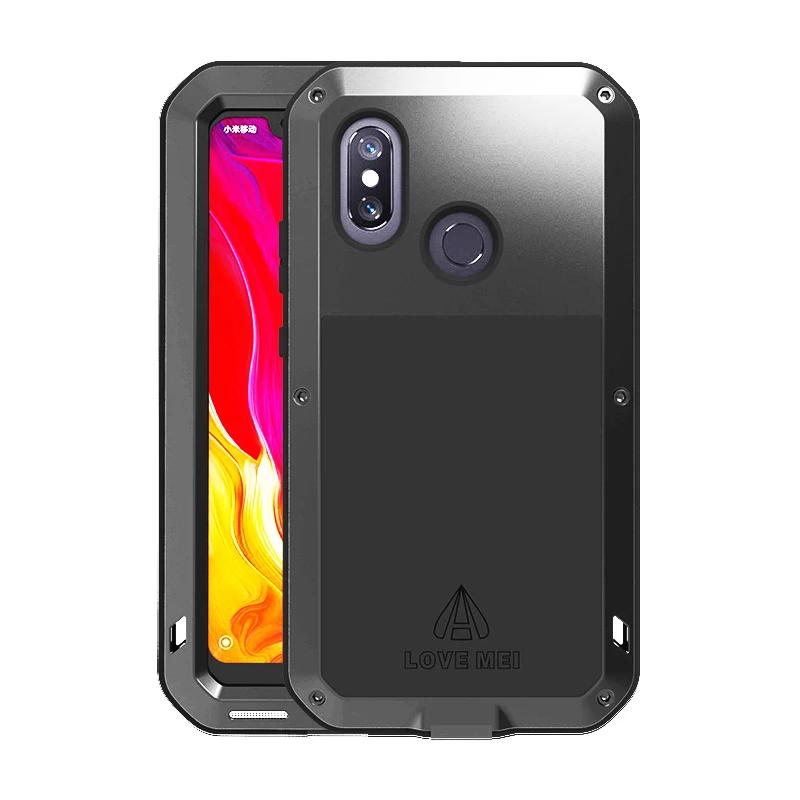 Luxury Full Body Protective Metal Armor Case For Xiaomi Mi 8 Mi8 +Gorilla Glass Rugged Heavy Duty Shockproof |