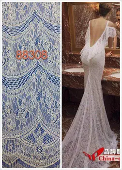 

WHITE bridal dress LJY-110945 french Chantilly lace Raschel lace fabric wholesale with high quality