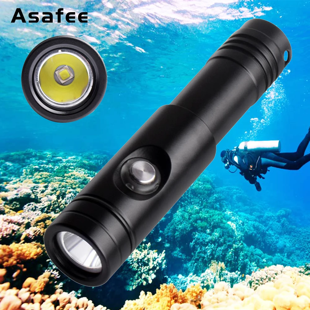 Asafee ночной фонарик для дайвинга фонарь 18650 Cree XM-L2 U4 светодиодный портативный Водонепроницаемый Подводный фонарь для дайвинга