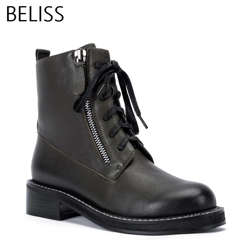Tobillo Punk Green Primavera Para pale Mujer Otoño Red Cremallera Cuero Redonda 2018 dark De Genuino Alta Black Beliss Moda Botas Punta Calidad B18 Violet Martin 4qE1ppw6