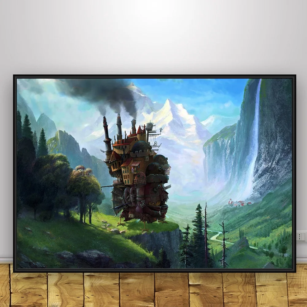 

Howl's Moving Castle Art Silk Poster Home Decor 12x18 24x36inch