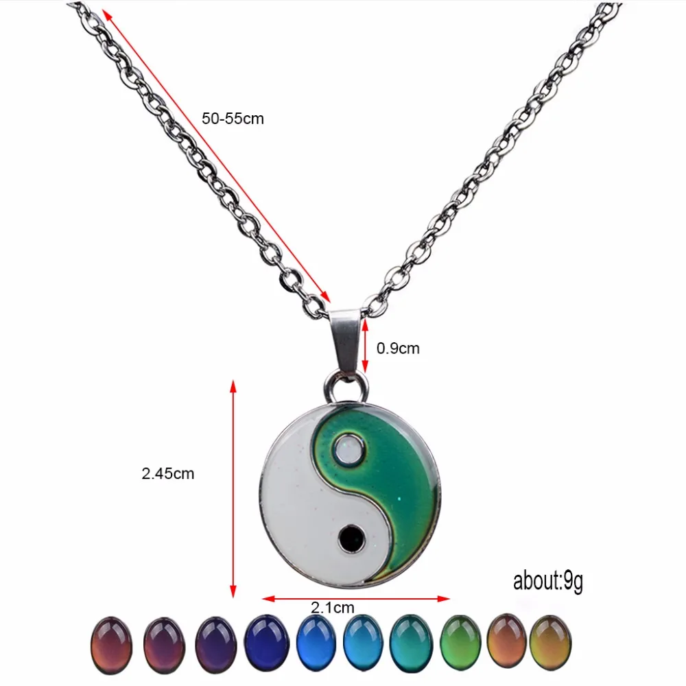 JUCHAO Mood ожерелье тайцзи Багуа подвеска «Инь-Ян» готическое ожерелье контроль температуры изменение цвета ожерелье s для женщин и мужчин