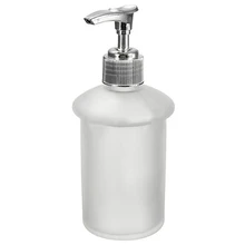 Wall Mount Bathroom Frosted Glass Shampoo Liquid Soap Dispenser& Holder Chrome