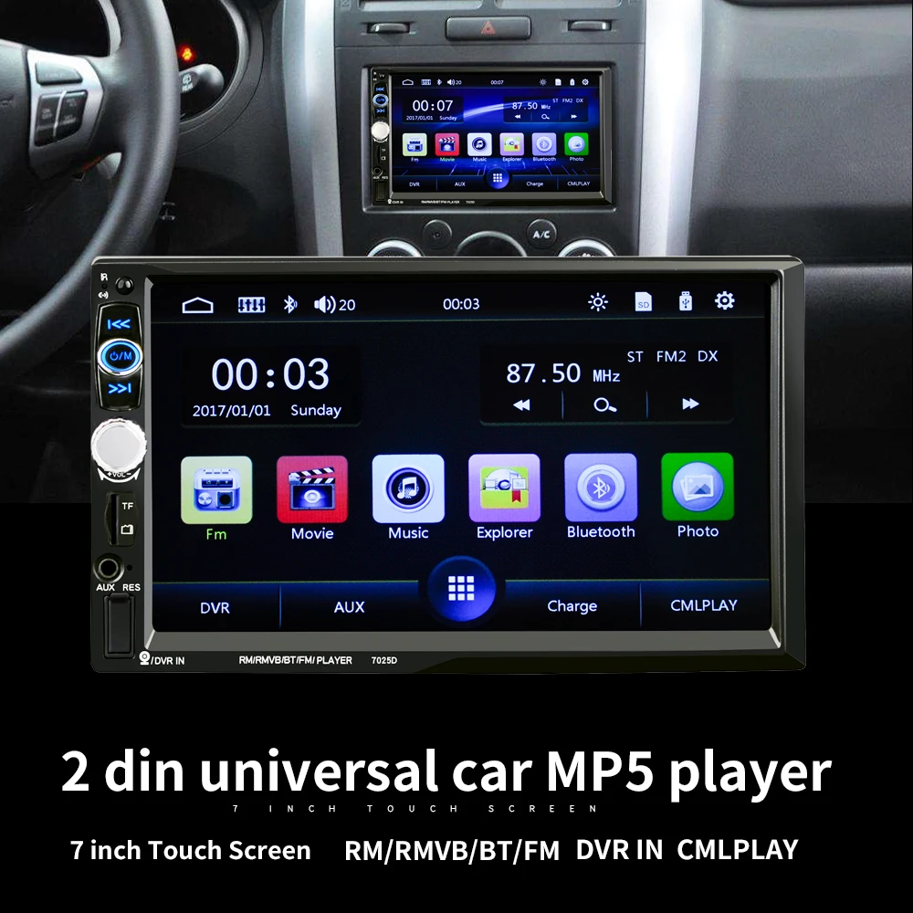 LaBo Car Radio Player 7 HD Bluetooth Rear View Stereo FM MP4 MP5 font b Multimedia