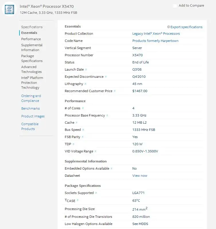 INTEL XEON X5470 3,33 GHz/12 M/1333 Mhz/cpu равный LGA775 Core 2 Quad Q9750 cpu, работает на материнской плате LGA775 без адаптера