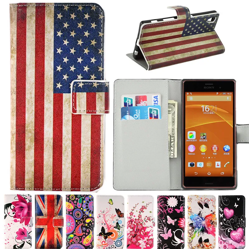 Cartoon Stand Wallet Flip Leather Case Cover For SONY XPERIA Z L36H Z1 L39H Z2 Z3 Z5 Compact Mini Premium M2 M4 M5 Aqua Dual | Мобильные