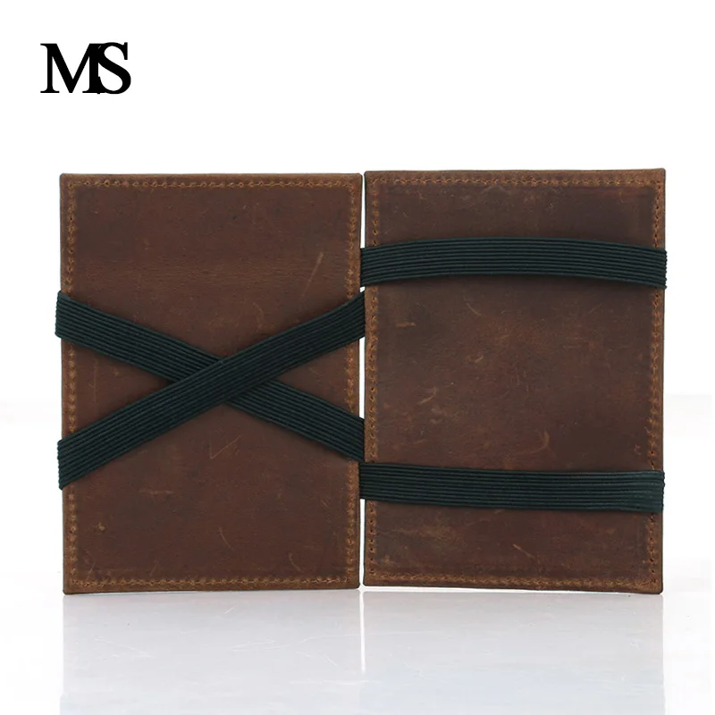 

Crazy Horse Leather Card & ID Holders Magic Wallet Cowhide Credit Card Holder Vintage Casual Oxhide High Quality Cowskin 2706-1