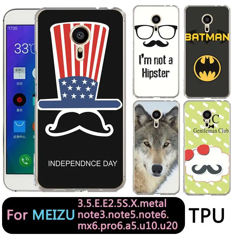 QMSWEI TPU Soft Phone Case For Meilan MX6 pro6 u20 E2 m3 M5 M5s metal Note3 U10 Clear Wolf Batman Flag Cute Cover Free Shipping |