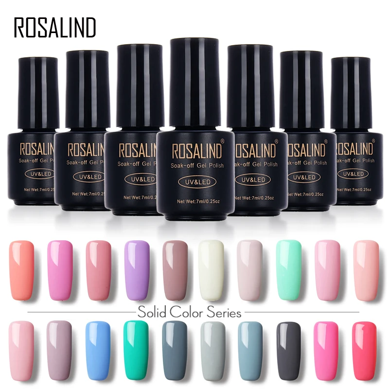 

ROSALIND Gel 1 7ML 58 Colors Nail Gel Polish Top Base Coat Needed Nail Art UV LED Soak-off Semi Permanent Lucky Gel Varnish