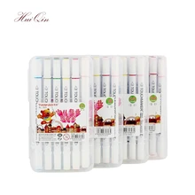 HuiQin 12/18/24/36 Цвет алкоголя с двойной головкой набор маркеров для живописи алкоголя эскиз Маркеры Ручка для художника для рисования манга дизайн искусство Сделано в Китае