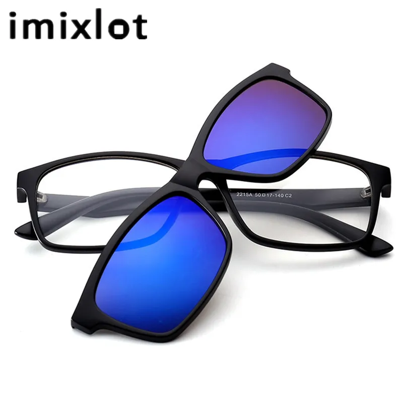 IMIXLOT поляризованные магнитные солнцезащитные очки с клипсой, магнитные зеркальные очки с клипсой, мужские флип Очки для близорукости, женские оптические очки по рецепту