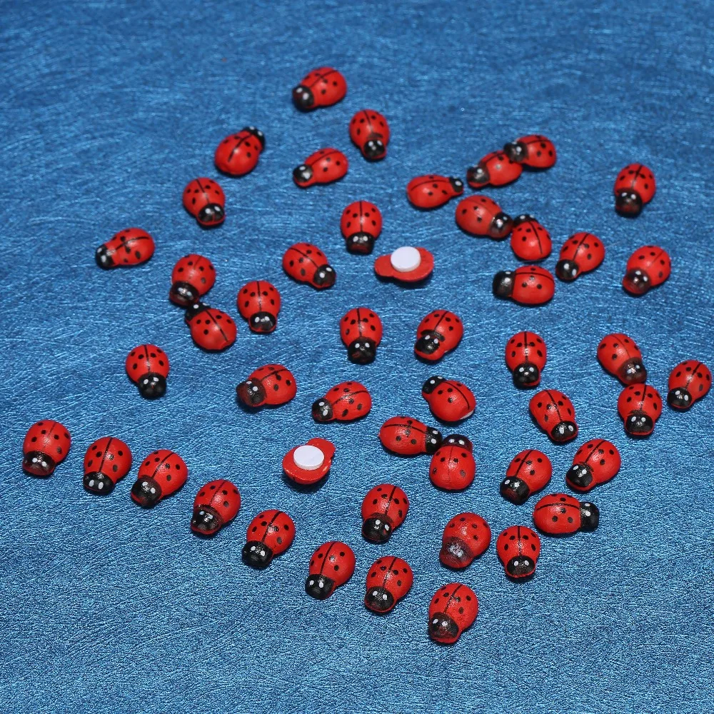

Cute Ladybug 1000pcs Wooden Ladybird Wall Sticker Children Kids Painted Adhesive Fridge Magnet DIY Craft Landscape Plants Decor
