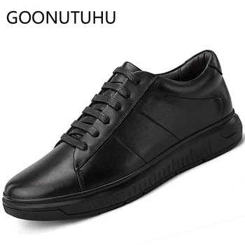 

2020 new fashion men's shoes casual genuine leather male flat sneakers black shoe man waterproof platform shoes for men hot sale