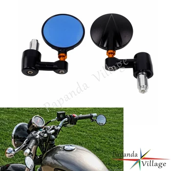 

1 Pair Universal Motorcycle 22mm 25mm Handlebar End Side Rear View Mirrors 7/8" 1" Handle Bar Motorbike Blue Glass Side Mirror