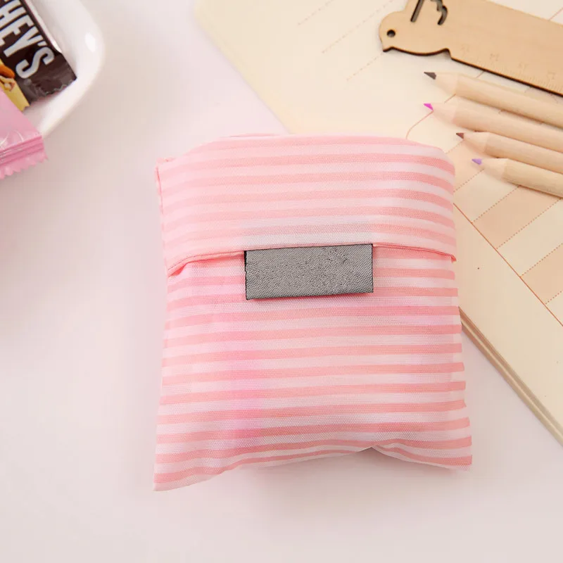 Pink stripes Новая горячая распродажа, модная Складная зеленая хозяйственная сумка с принтом, сумка-тоут, складная сумка, удобная вместительная сумка для хранения - Цвет: Pink stripes