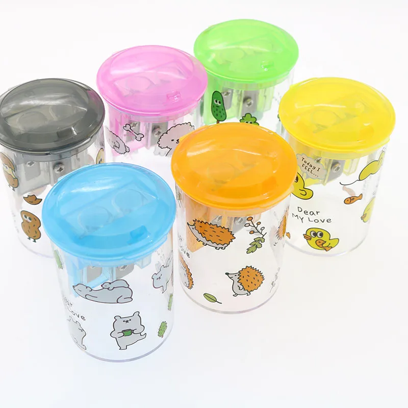 

1pc Creative Cute Multi-Color Barrel Pencil Sharpener Double Hole Cartoon Pencil Sharpener Children Stationery (Random Color)
