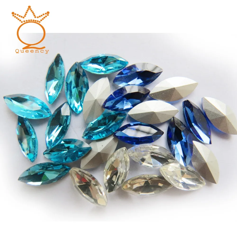 

AAA quality 7*15 Marquise shape pointback crystal rhinestone glue on or with claw for shoes DIY decoration