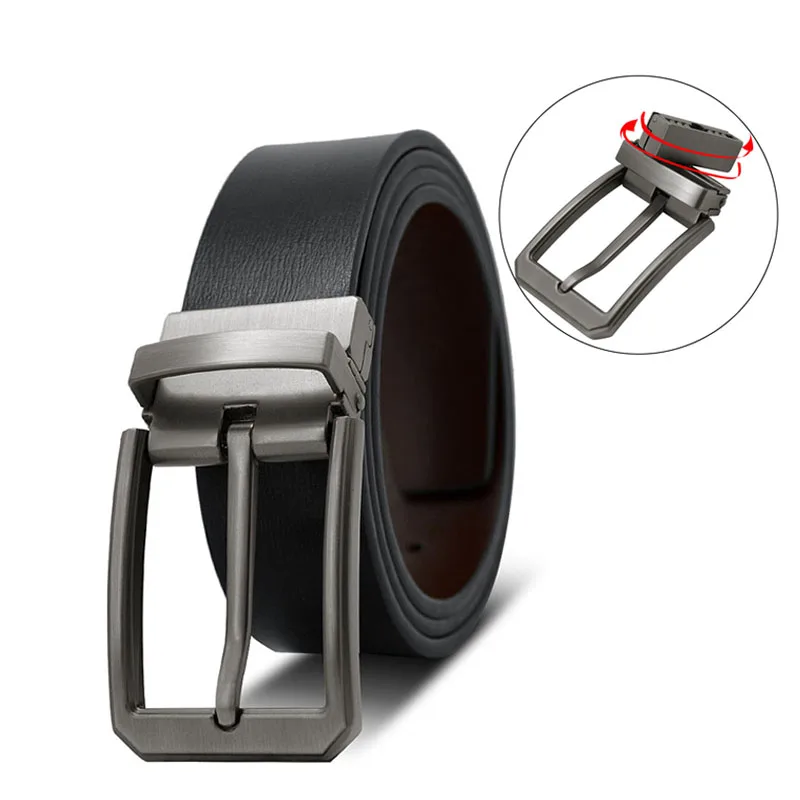 

sdsruioo Luxury Fashion Male Reversible Belt Men Business Trouser Belt Genuine Leather Belts For Jeans Double Sided