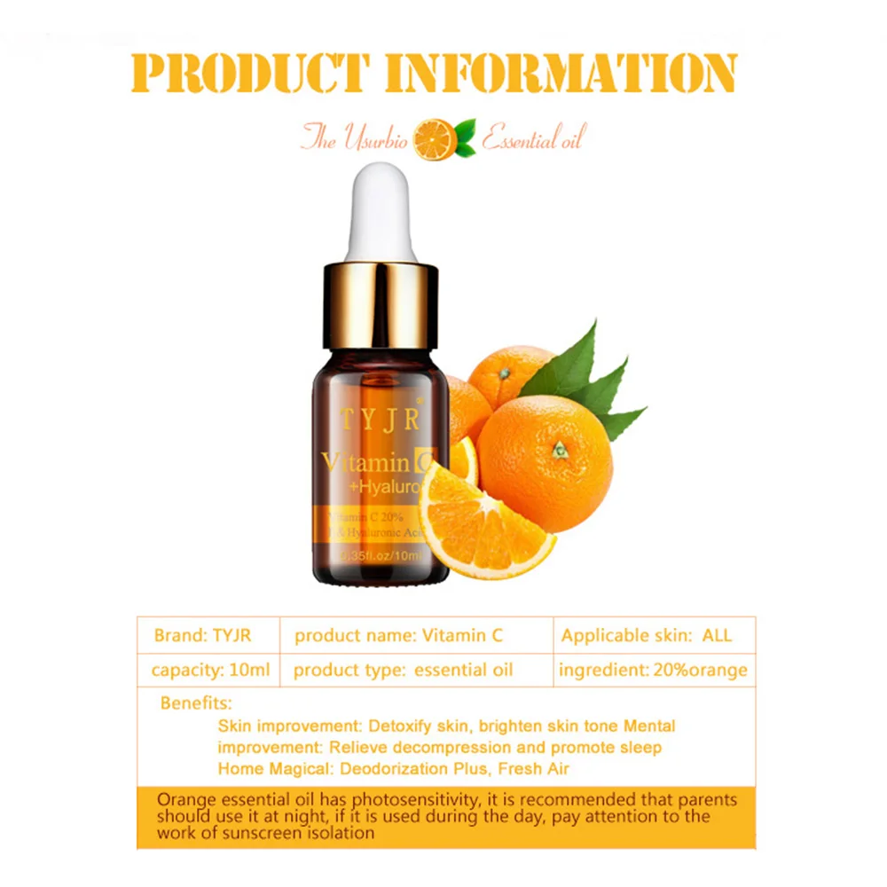 TYJR Pure Vitamin C Serum Liquid Freckle Removal Acne Scars Hyaluronic Acid Anti-wrinkle Vc Face Serum Fade Dark Circles TYJR Pure Vitamin C Serum Liquid Freckle Removal Acne Scars Hyaluronic Acid Anti-wrinkle Vc Face Serum Fade Dark Circles