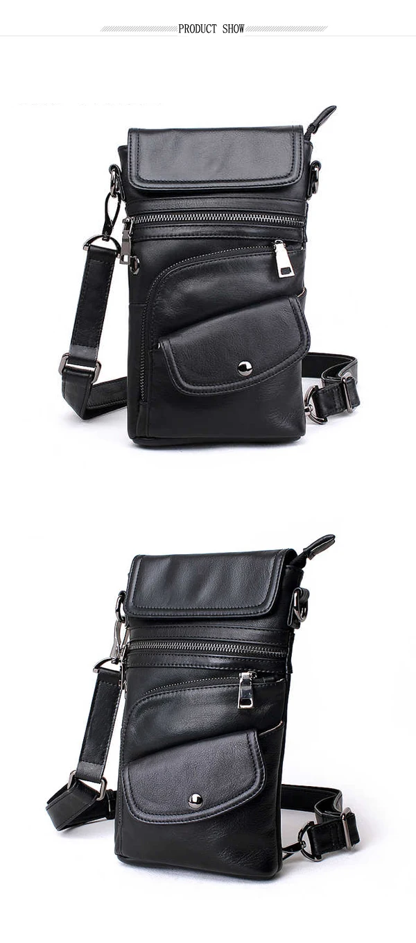 Bullcaptain® Men Genuine Leather Multifunction Crossbody Bag Shoulder Bag Chest Pack Waist Bag