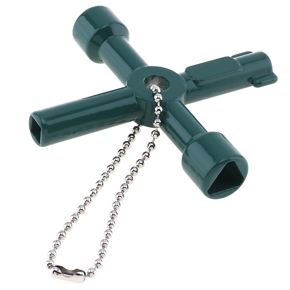 

Multifunction 4 In 1 Green Key Wrench Inside Cross Triangle Plumber Key Wrench for Electric Control Cabinet Train Elevator