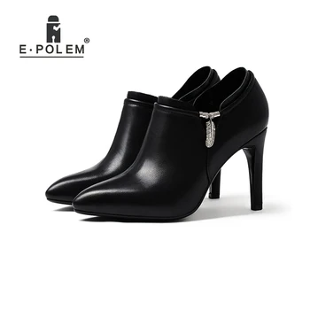 

Lady's High Heel Shoes Boots Punk Side Zip Ankle Boots Thin Heels Women Pointed Toe Boots Teenage Girls Metal Buckle Boot
