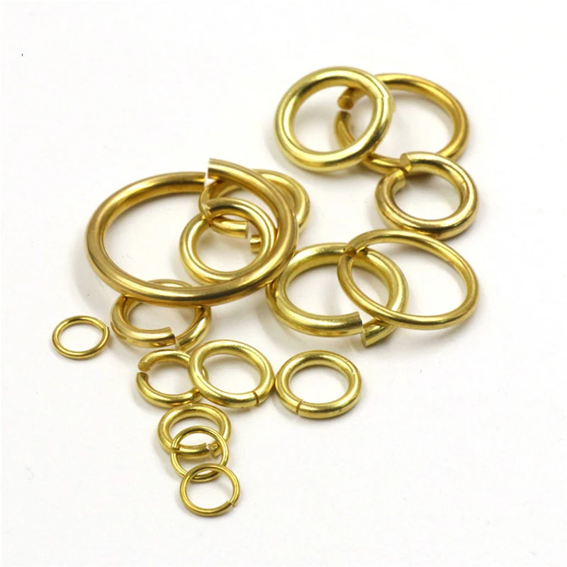 50pcs Solid brass Open O ring seam Round jump rings Garments shoes Leather craft bag Jewelry findings repair connectors metal jump rings