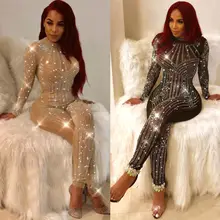 Боди сексуальный Облегающий комбинезон женский комбинезон клубный горячий дрель горячий сверлильный сетчатый комбинезон