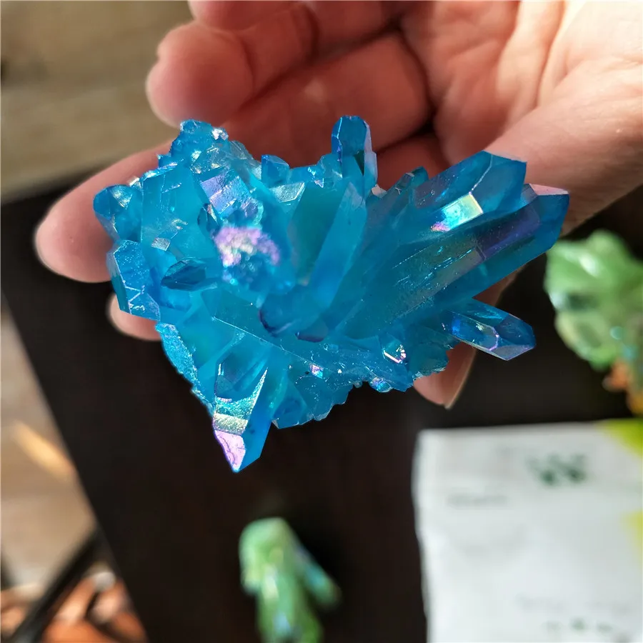 

1pcs free shipping natural quartz cluster blue sky color amazing quartz cluster angel aura cluster specimen cured