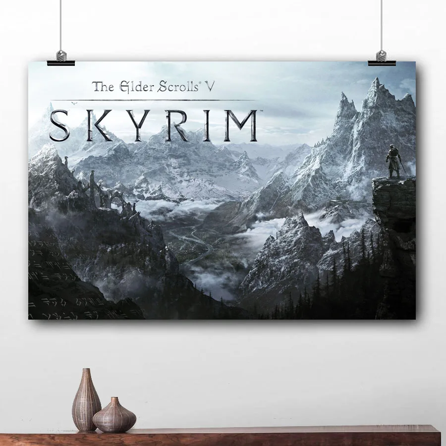 を Glder スクロール 5 Skyrim 壁紙ゲームポスター プリントキャンバスアート壁リビングルームのインテリア Aliexpress