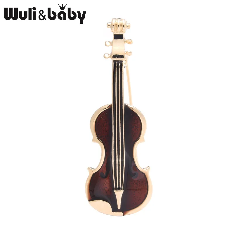 Мужской/женский значок брошь Wuli&baby, эмалированная брошь из металлического сплава, в форме скрипки, застежка для шарфа, ювелирный аксессуар|Броши|   | АлиЭкспресс