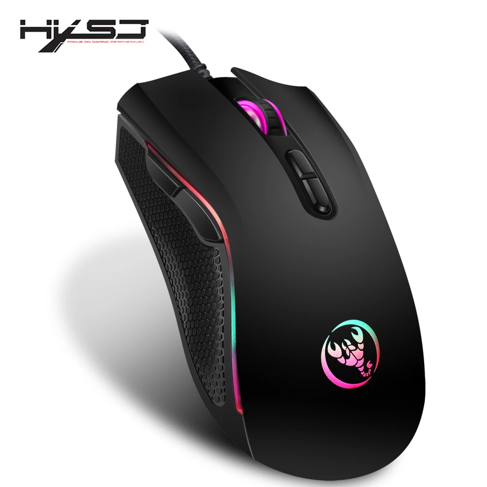 HXSJ Новинка 3200DPI 7 кнопок цветов светодиодсветодиодный оптическая USB Проводная