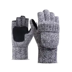 10 пар/лот SINGYOU зима теплая половины пальцев перчатки варежки Для мужчин Для женщин вязаный шерстяной работа водительские перчатки