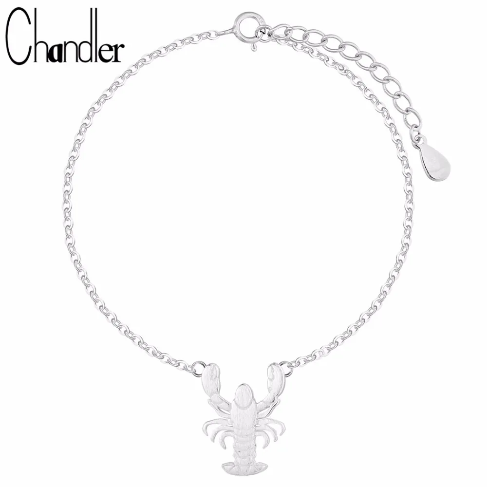 Chandler 925 Sterling Silver Lobster Bracelet Crustacean Brushed Hand Linker 17+4cm European Glamour Jewelry For Soul Gift Women