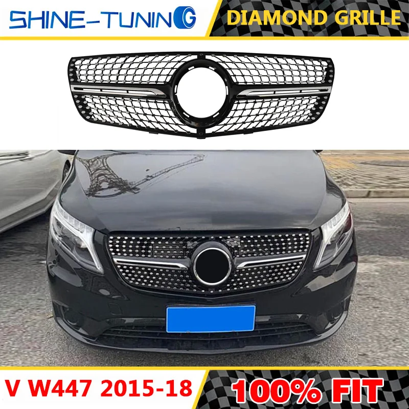 Гриль подходит для mercedes V class W447 Vito Алмазная решетка GT GTR V260 V250 2015 18 без