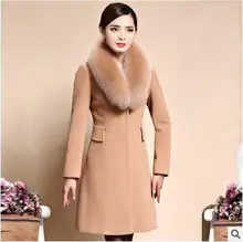 women jacket women winter coat Autumn winter cashmere long paragraph woolen coat fox fur collar high-end women’s free shipping