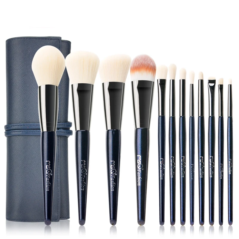

MSQ 12pcs Professional Makeup Brushes Eye shadow eyebrow lip foundation liquid makeup brush set Makeup brushes set storage bag