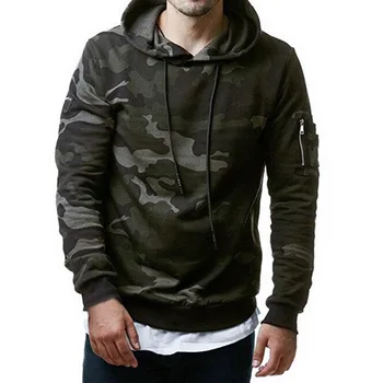 

NIBESSER Camouflage Men Hooded Sweatshirts Printed Casual Cool Camou Hoodies Comfortable Slim Long-sleeved Men's Sweatshirt