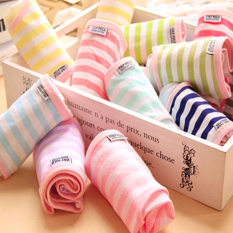 

Hot Candy Color Panties Striped High Quality Lovely Cute Underwear Panties Cotton Briefs for girlNH0015