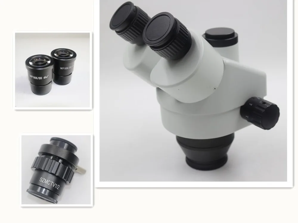 7X 45X Trinocular Stereo Zoom Microscope Head with 10X Eyepeices 1/2